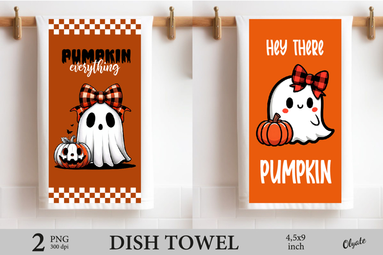 Halloween Dish Towel Sublimation, Cute Ghost PNG