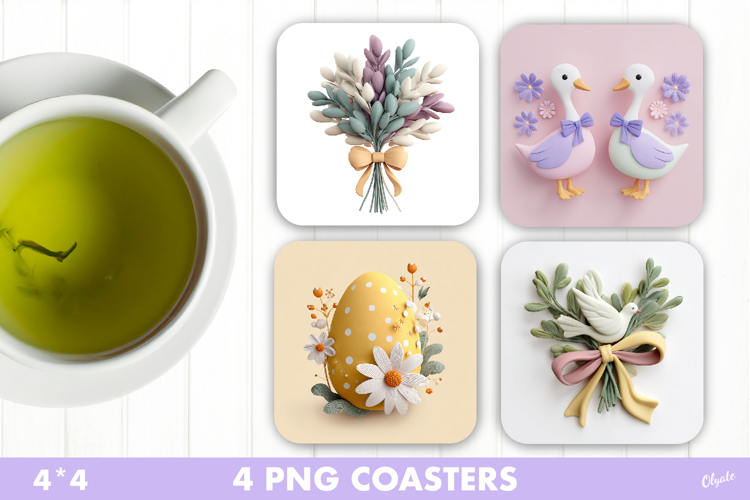Charming Easter Sublimation PNG, Easter Coaster PNG