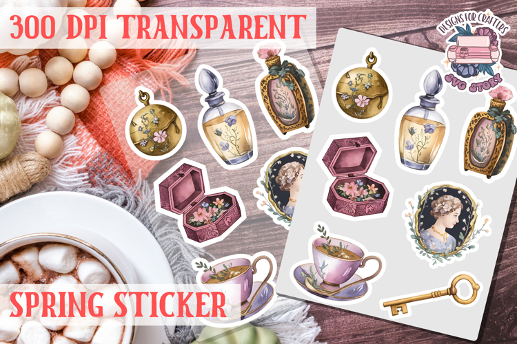 Spring sticker Cute vintage flowers Love PNG Funny