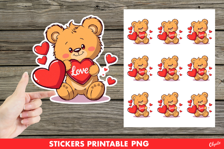 Valentine’s Sticker PNG, Cute Teddy Bear PNG