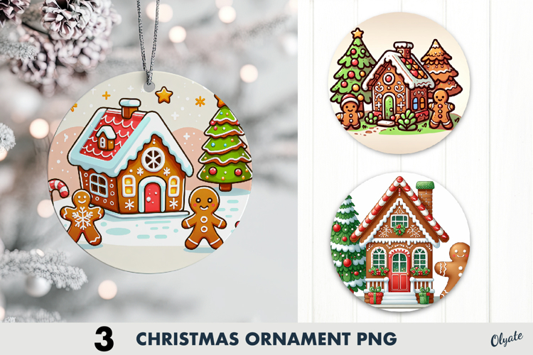 Gingerbread Ornament Sublimation PNG, Christmas Ornament 
