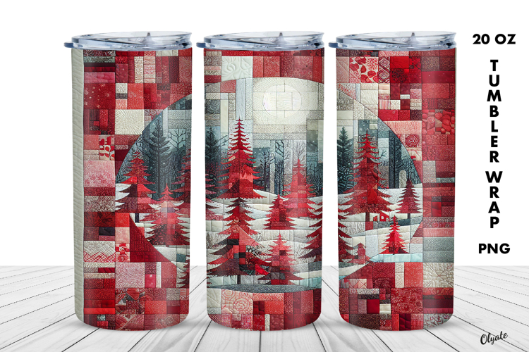 Winter Tumbler Wrap PNG, Winter Patchwork Sublimation