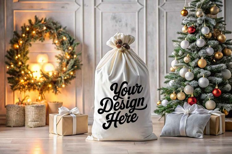 Christmas Santa Sack Mockup - Christmas Template JPG File