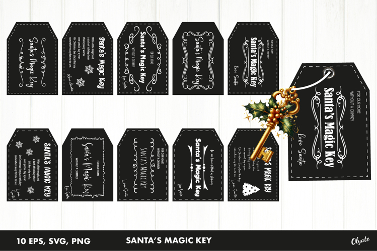 Santa’s Magic Key Bundle, Black and White EPS, SVG, PNG