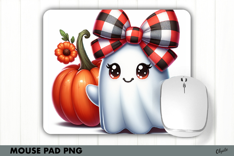 Halloween Mouse Pad Sublimation PNG. Cute Ghost PNG