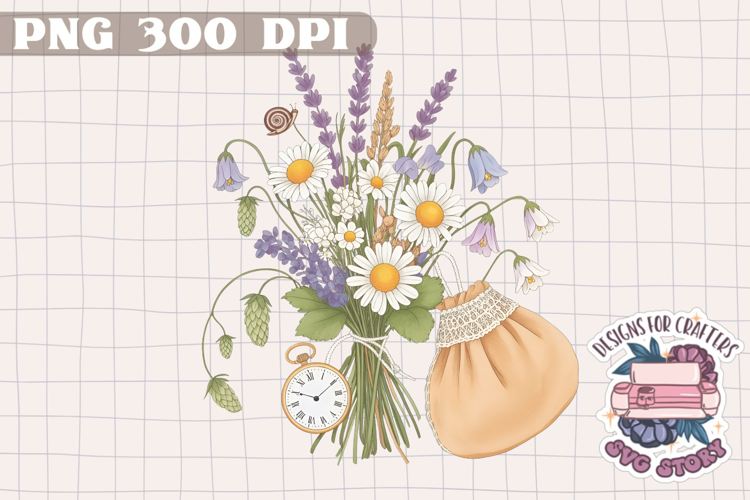 Watercolor Delicate Cottage core Summer Clipart PNG