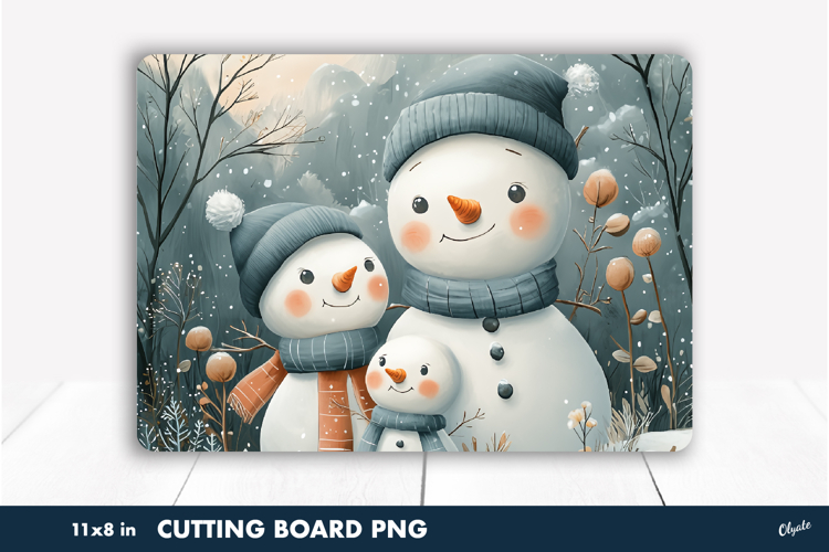 Cute Family Snowman PNG. Kitchen Cutting Board