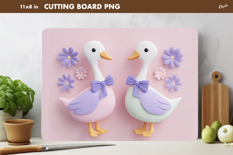 Easter Kitchen Cutting Board PNG, Easter Pair of Geese PNG