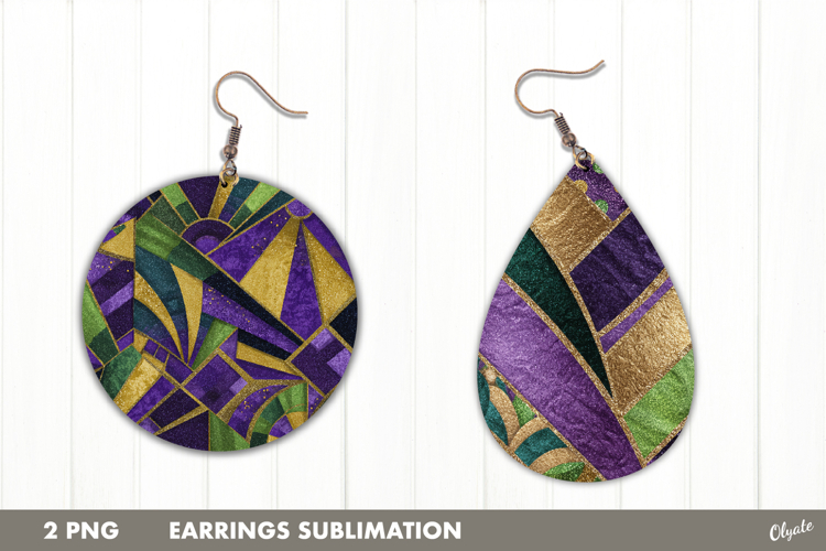 Earring Teardrop Mardi Gras, Earring Round Mardi Gras PNG