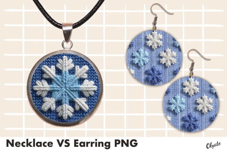 Knitting Jewelry, Earring Christmas, Pendant Sublimation PNG