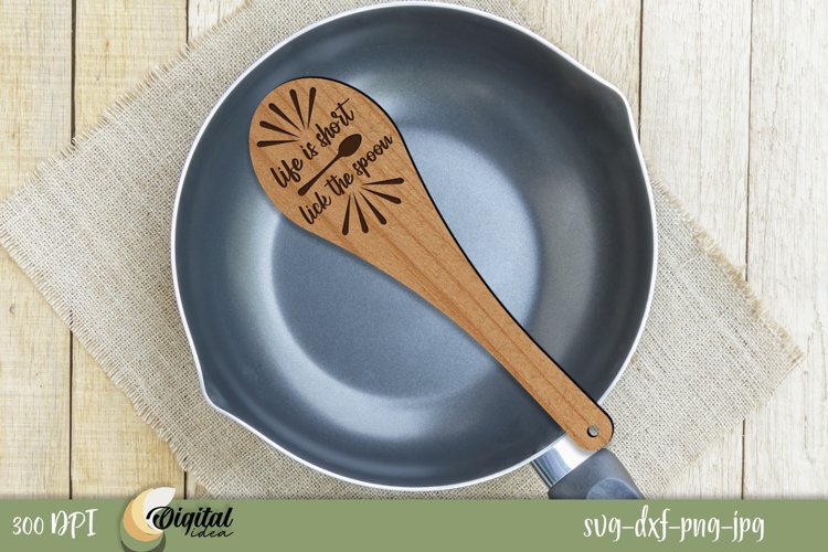 Engraved Wooden Spatulas. 3D Home Kitchen Decor Laser Cut. example image 1