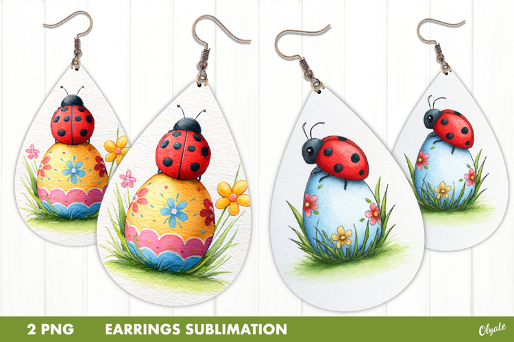 Easter Earring Sublimation, Lady Bug Earring PNG