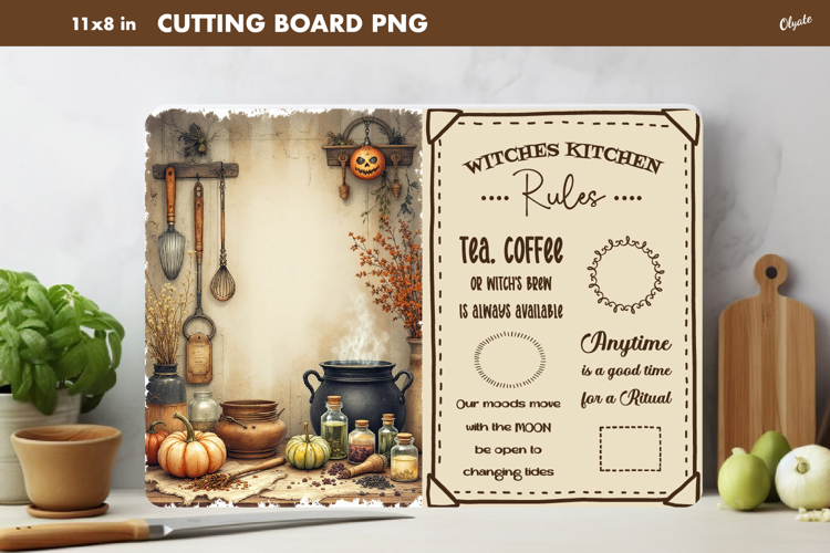 Witch Rules, Halloween Cutting Board Design PNG