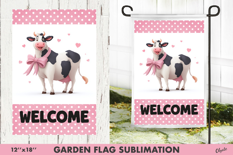 Funny Valentine Cow Garden Flag PNG