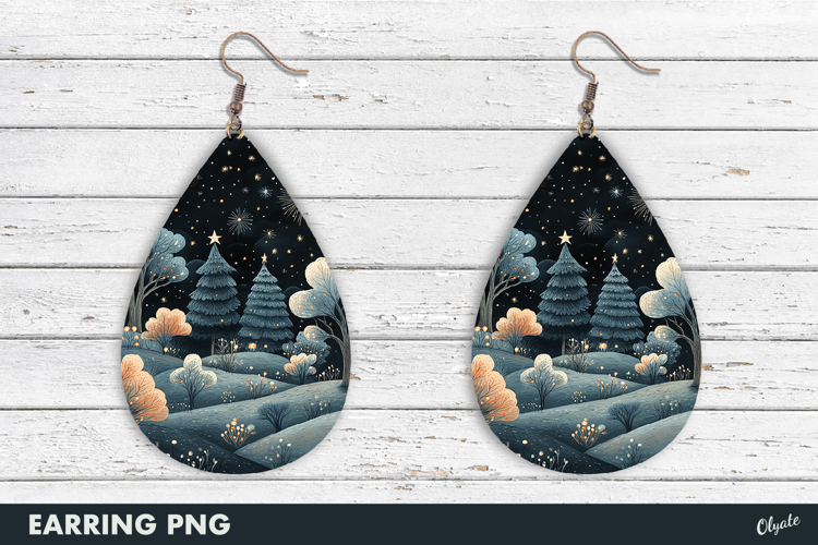 Winter Forest Earring Fairy PNG, Teardrop Earring