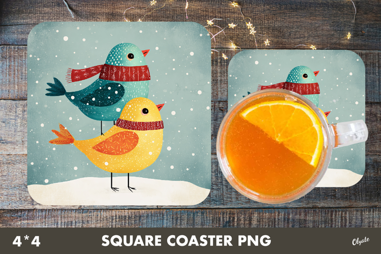 Funny Bird Coaster Sublimation. Christmas Square Coaster