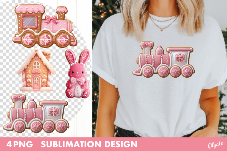 Gingerbread Sublimation. Pink Christmas Sublimation PNG