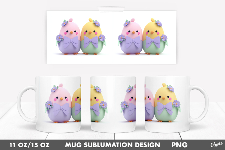 Easter Chickens Mug Sublimation Wrap, Mug 11 OZ, 15 OZ