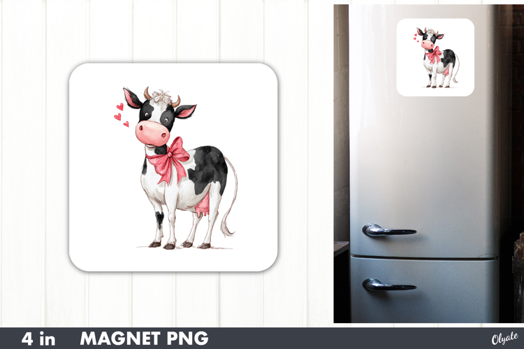 Funny Cow Magnet Sublimation, Valentine Magnet PNG