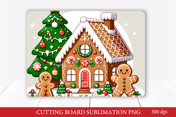 Gingerbread House Christmas Cutting Board Sublimation
