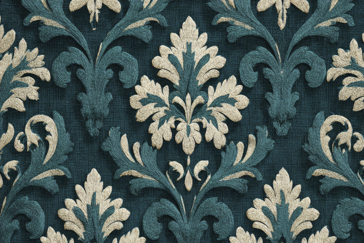 Boutique Archive Damask Teal Background Wallpaper