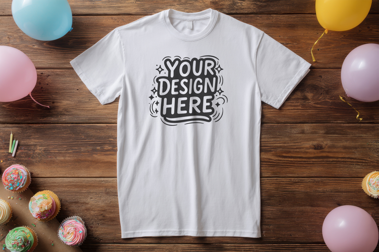 Party Balloon Flatlay T-Shirt Mockup PSD JPG