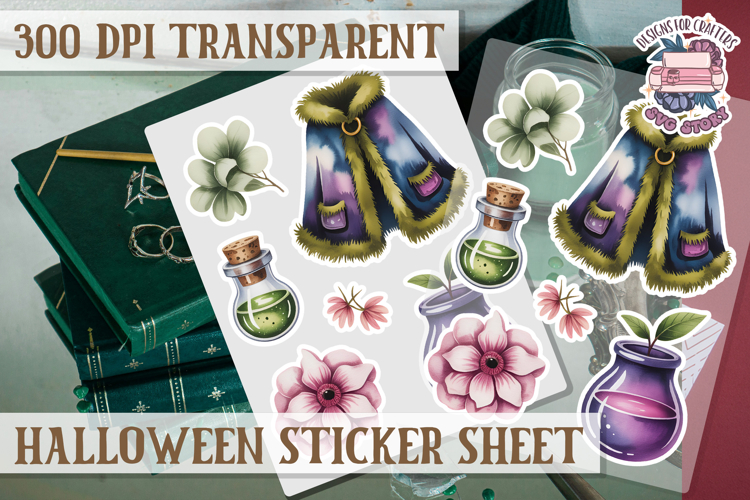 Halloween sticker sheet Creepy Scrapbook PNG Funny Skulls