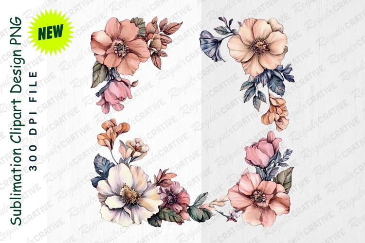Watercolor Floral Frame Arrangement With Pastel Clipart