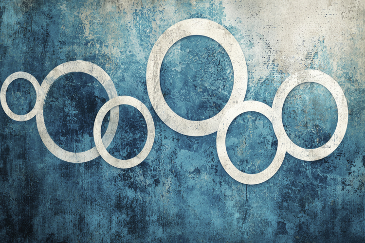 White Circle Rings with Blue Background Wallpaper