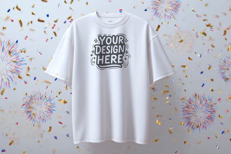 Confetti Party T-Shirt Mockup PSD JPG example image 1