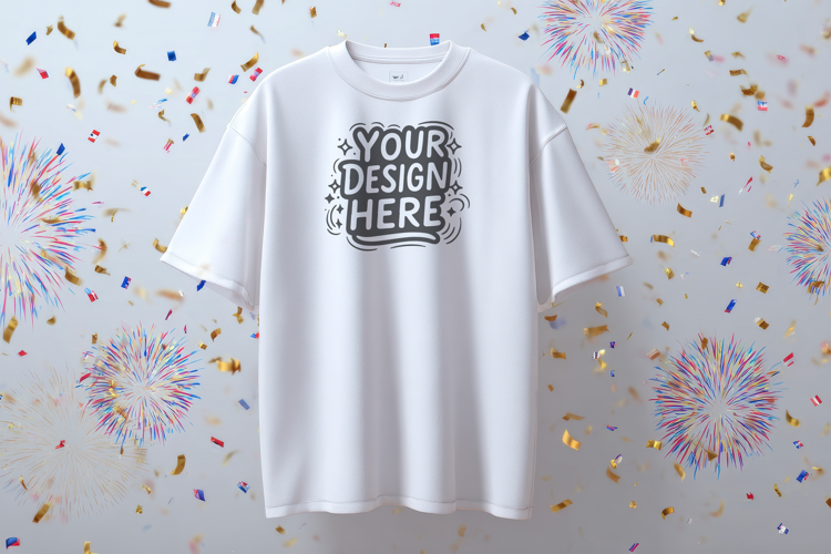 Confetti Party T-Shirt Mockup PSD JPG