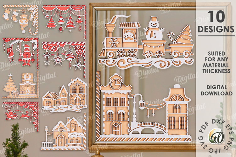 Christmas Mirror Decors Bundle Lasercut. Christmas Decor SVG
