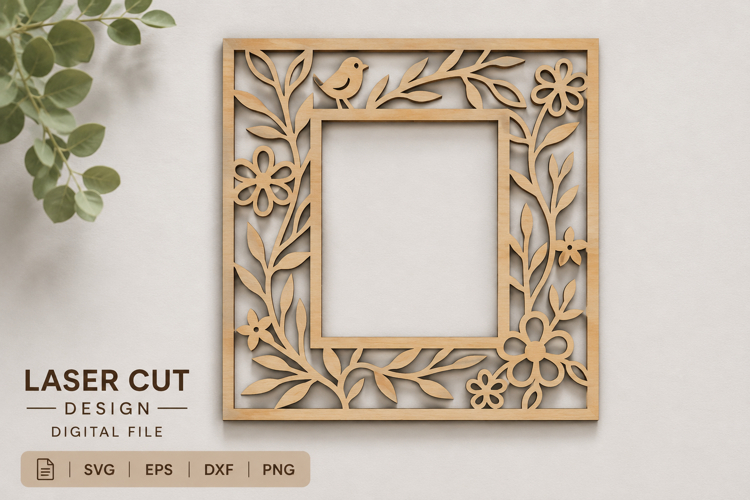 Floral Picture Frame Laser Cut SVG