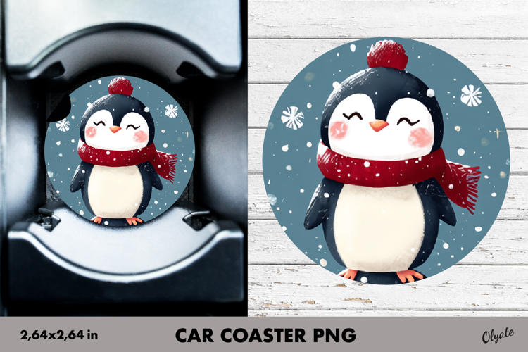 Christmas Cute Bird, Winter Car Coaster PNG