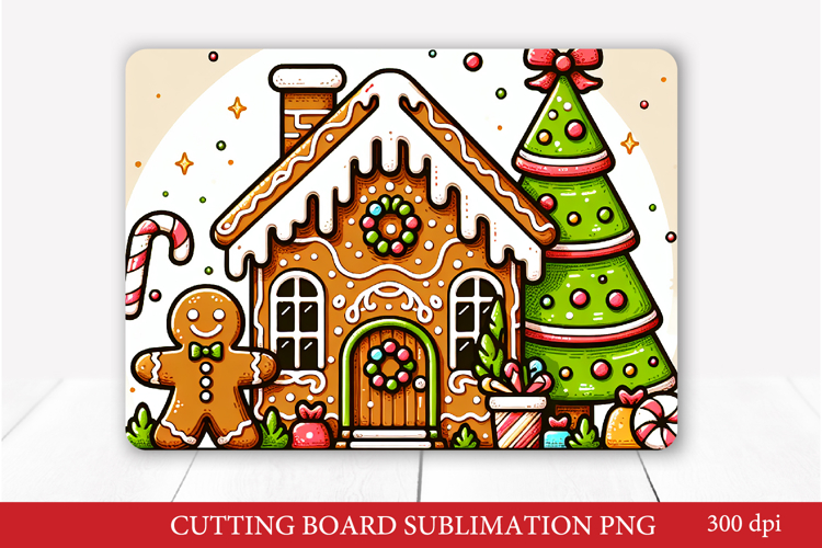 Gingerbread House Christmas Cutting Board Sublimation