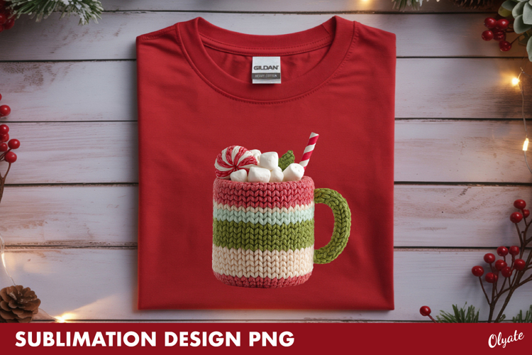 Crochet Hot Cocoa, Christmas Tshirt Sublimation Design PNG