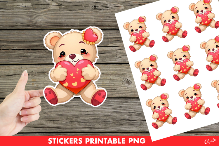 Valentine’s Sticker PNG, Cute Teddy Bear PNG