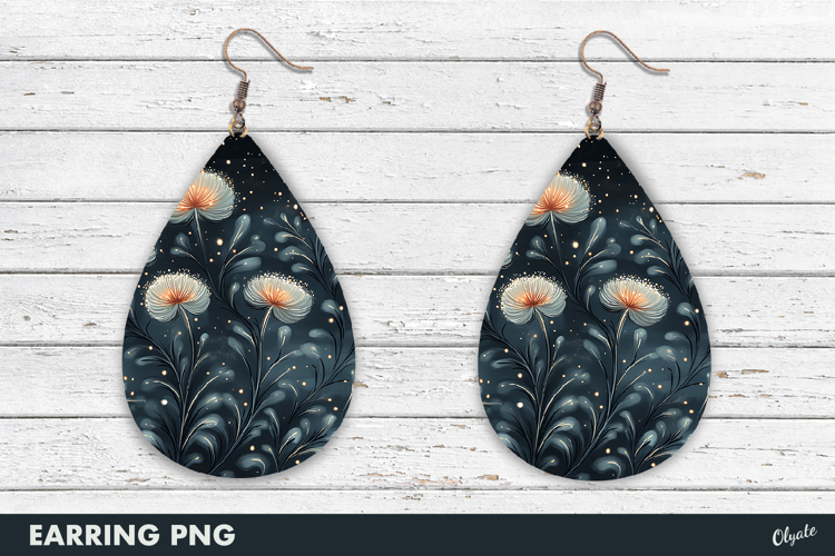 Winter Flower Earring Fairy PNG, Teardrop Earring