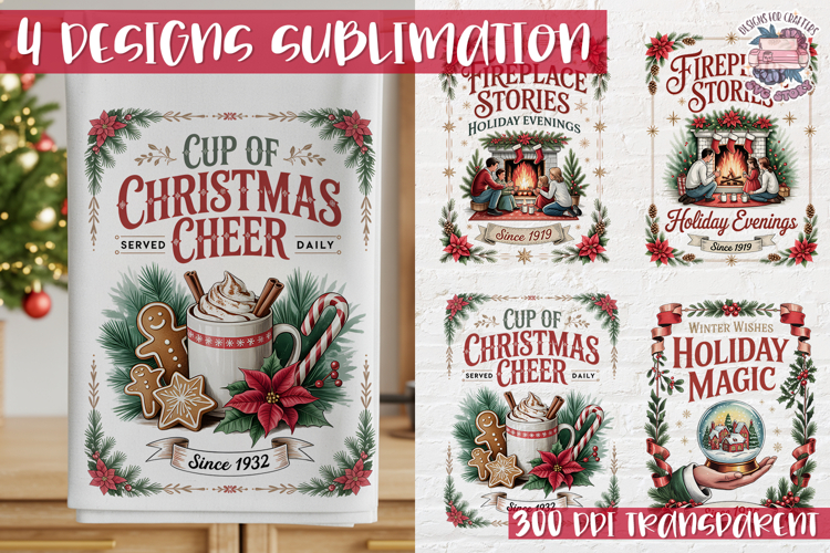 Christmas Vintage Quote Clipart PNG Sublimation 4 Design