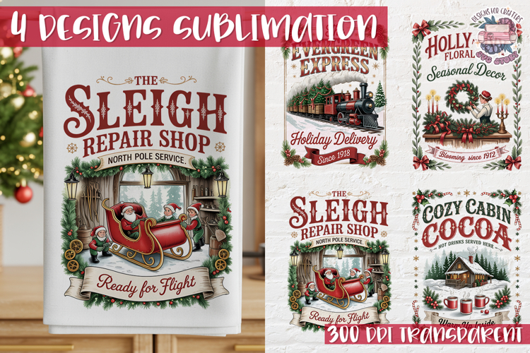 Christmas Vintage Quote Clipart PNG Sublimation 4 Design