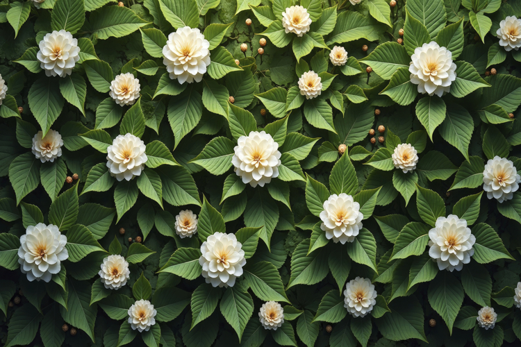 White Flower Leaves Background example image 1