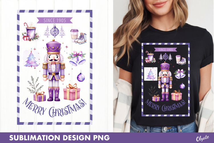 Christmas Stamp Sublimation, Lilac Christmas Tshirt Design