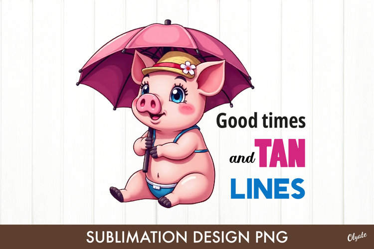 Beach Sublimation Design. Funny Piggy PNG