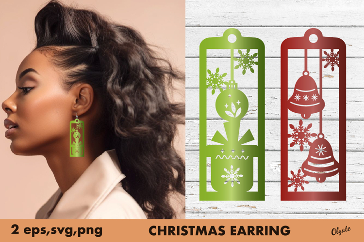 Christmas Earring Laser Cut Files SVG, PNG, EPS