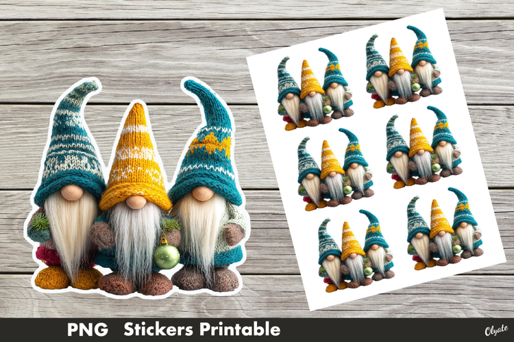 Crochet Gnome Sticker PNG. Christmas Gnome Stickers PNG
