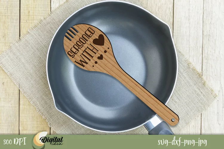 3D Home Kitchen Decor Laser Cut. Engraved Wooden Spatulas.