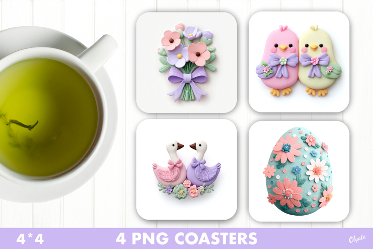 Charming Easter Sublimation PNG, Easter Coaster PNG
