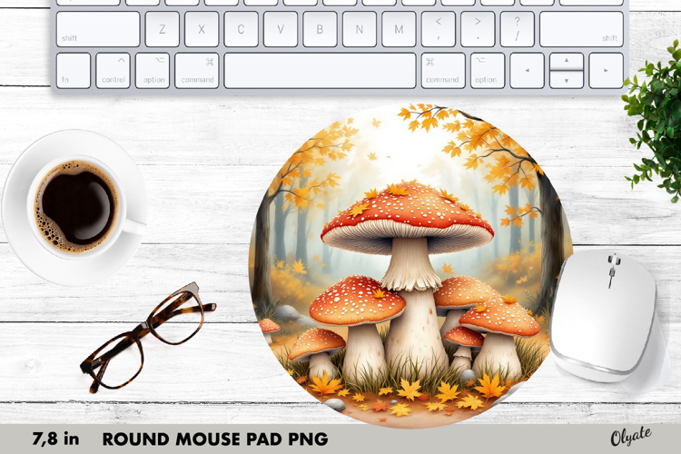 Mushrooms Sublimation, Round Mouse Pad PNG