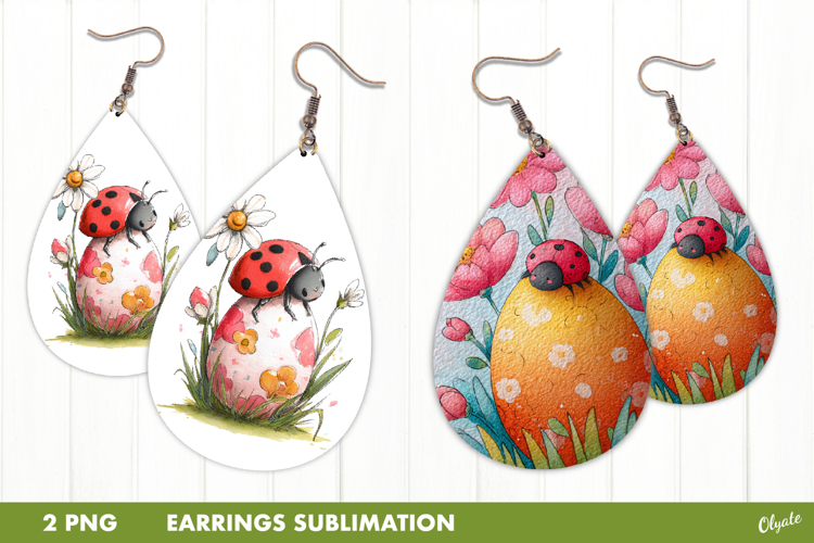 Easter Earring Sublimation, Lady Bug Earring PNG