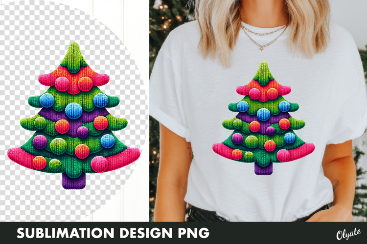 Knitting Christmas Tree Sublimation PNG. Christmas Tshirt